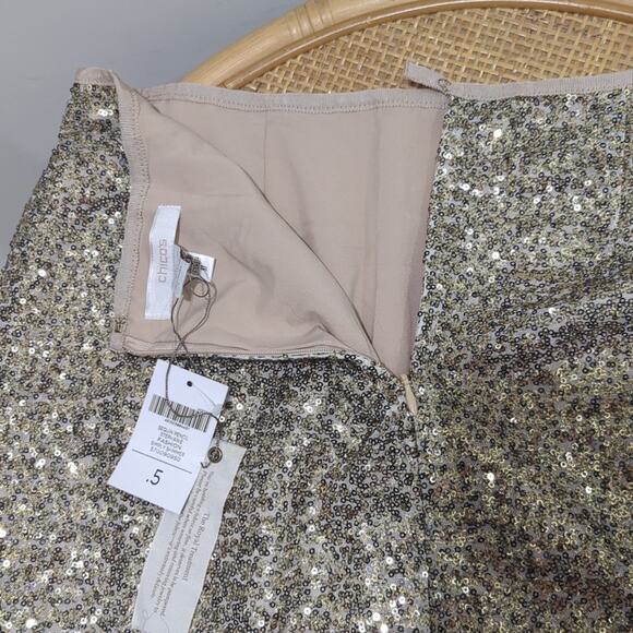 Chicos 0.5 Stephanie Sequin Pencil Skirt in Simply Shimmer Women's Size Small 6 - Picture 5 of 7